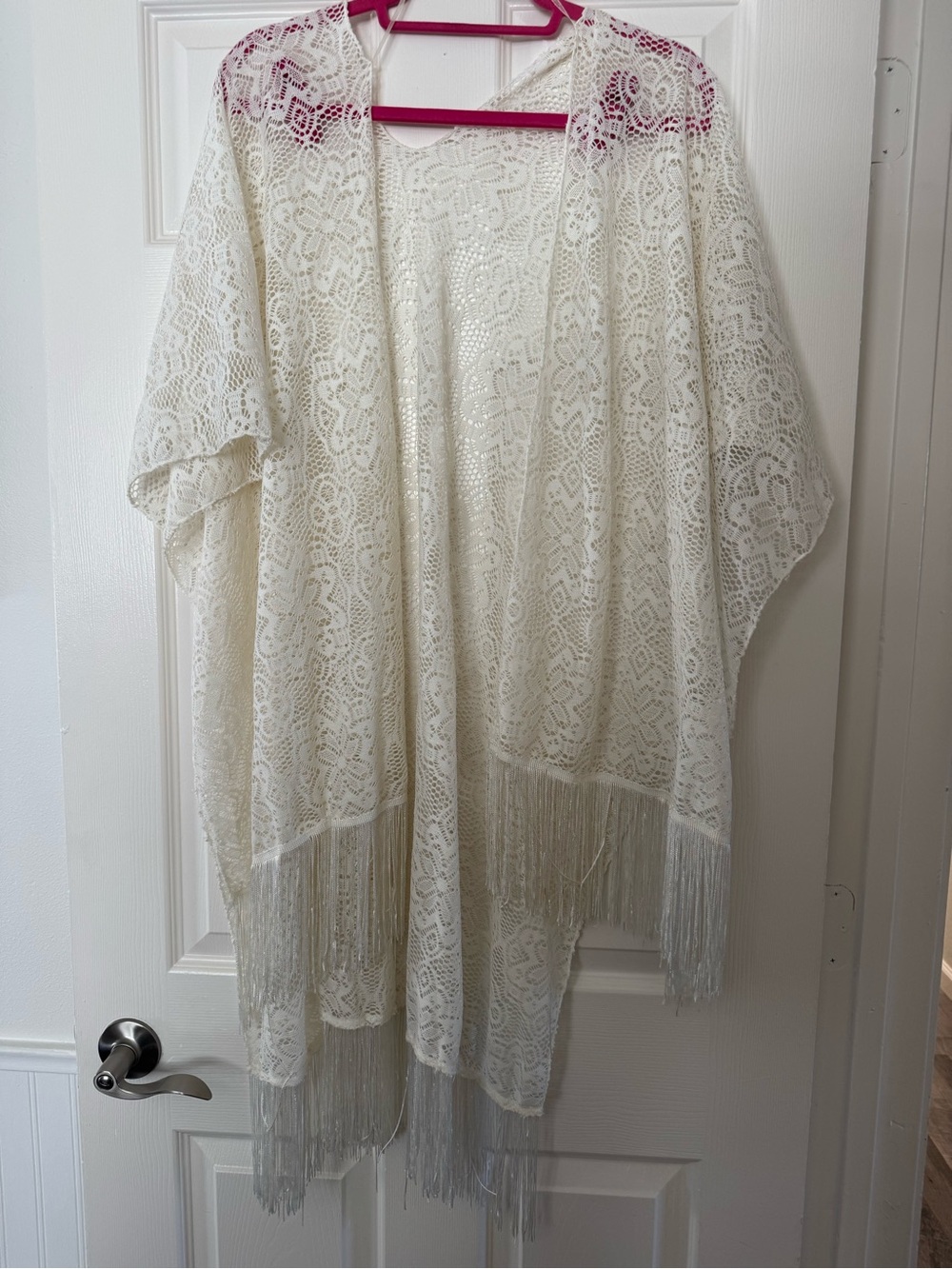 Elegant Cream Lace Fringe Kimono - Brand